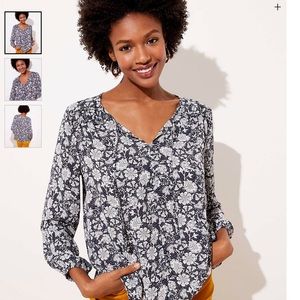 NWT Loft Petite Floral tie neck blouse. Size XXS